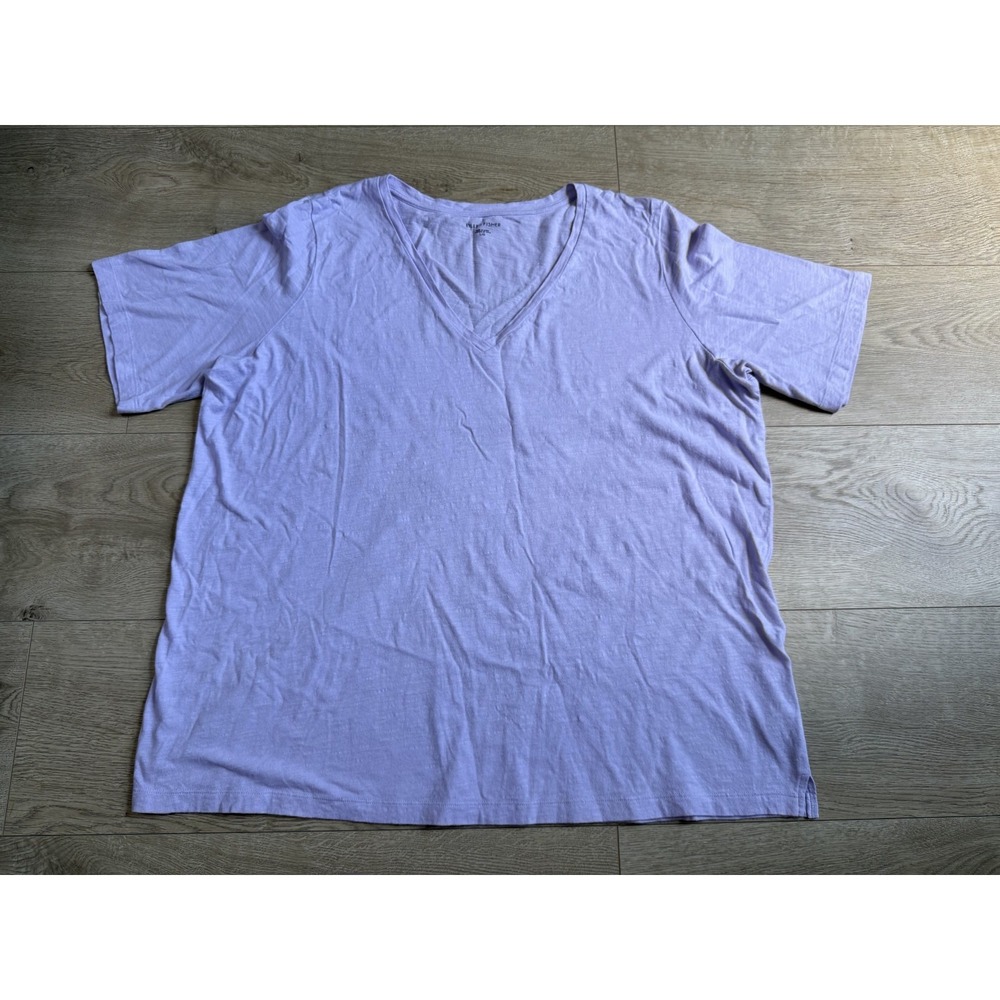 EUC Eileen Fisher short sleeve 100% organic cotton t-shirt n-neck purple size L